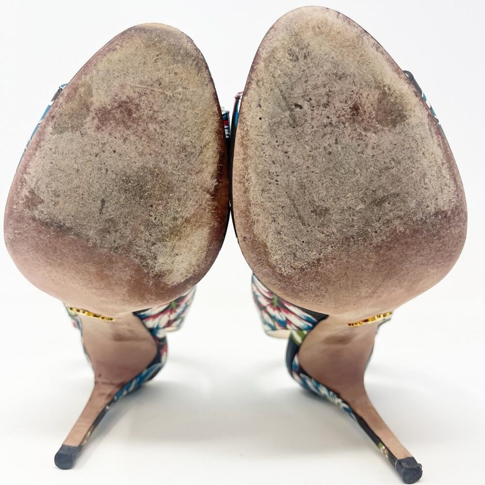 Prada Floral Leather Slingback Shoes - Picture 10 of 13